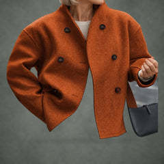 Blandine short double-breasted coat in brown