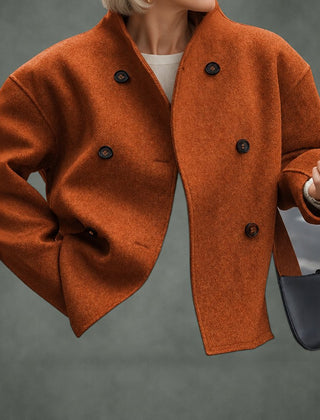 Blandine short double-breasted coat in brown