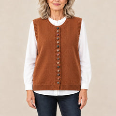 Shirley vest with colorful buttons in rust