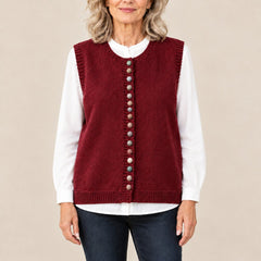 Shirley vest with colorful buttons in burgundy