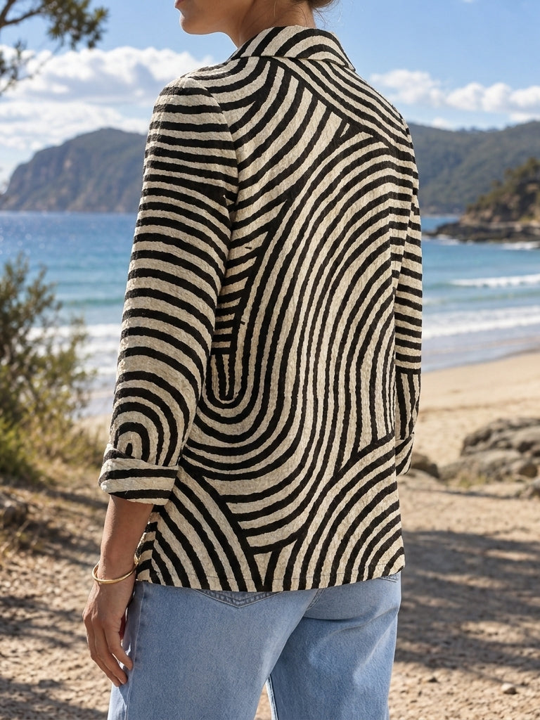 Sylvia Blazer in black and cream, back view