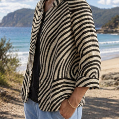 Sylvia Blazer in black and cream, side view