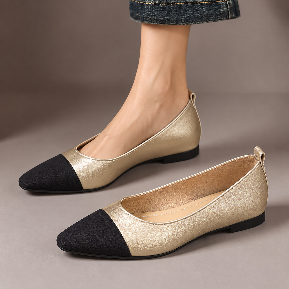Thea | Two-Tone Pointed Ballet Flats
