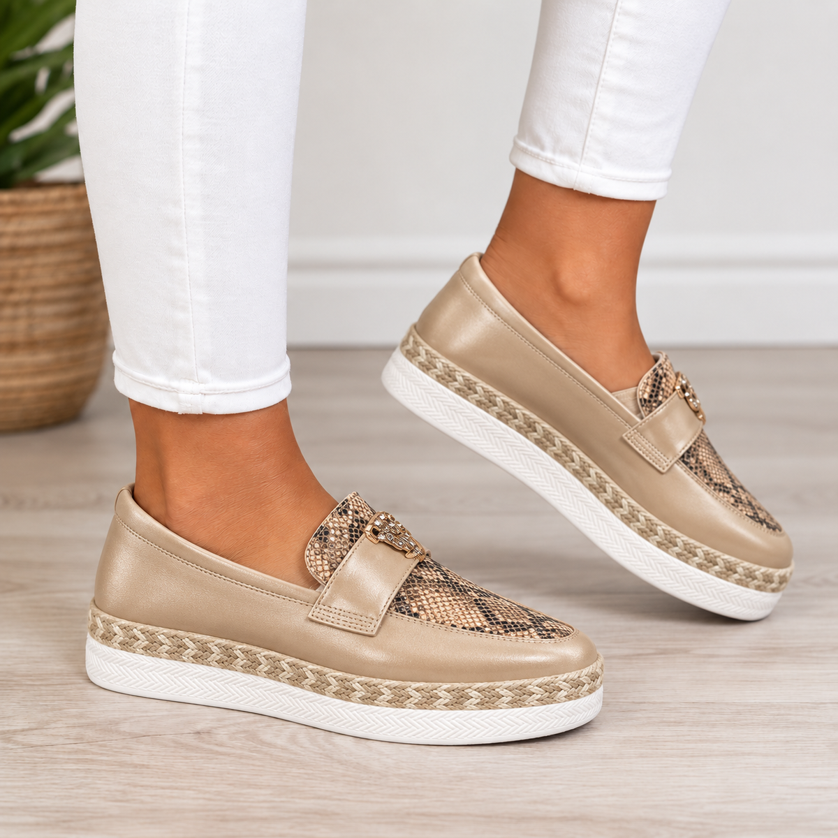 Sylvie orthopedic comfort wedges in snake print