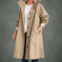 Apolline hooded long trench in sand