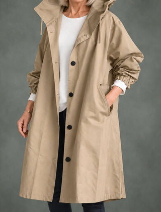 Apolline hooded long trench in sand