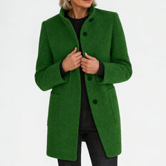 Bettina classic stand collar coat in green