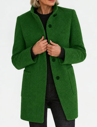 Bettina classic stand collar coat in green