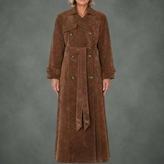 Noelle long belted trench, detail