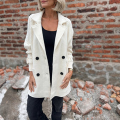 Simone double-breasted midi coat in white
