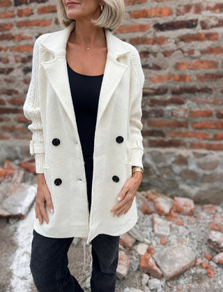 Simone double-breasted midi coat in white
