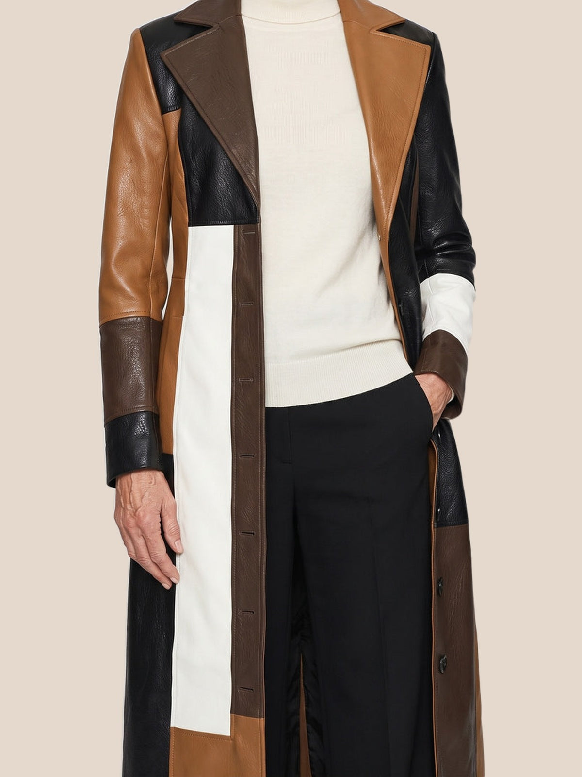 Nadia Patchwork Long Coat