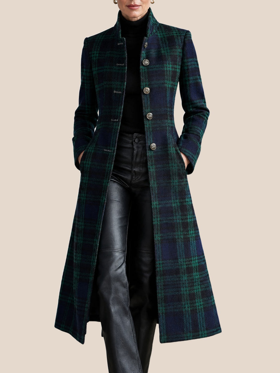 Agnes Elegant Plaid Midi Coat