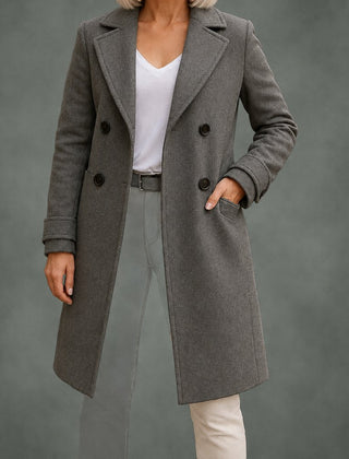 Jacqueline classic long coat in gray