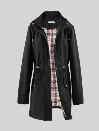 Lorraine hooded everyday trench in black