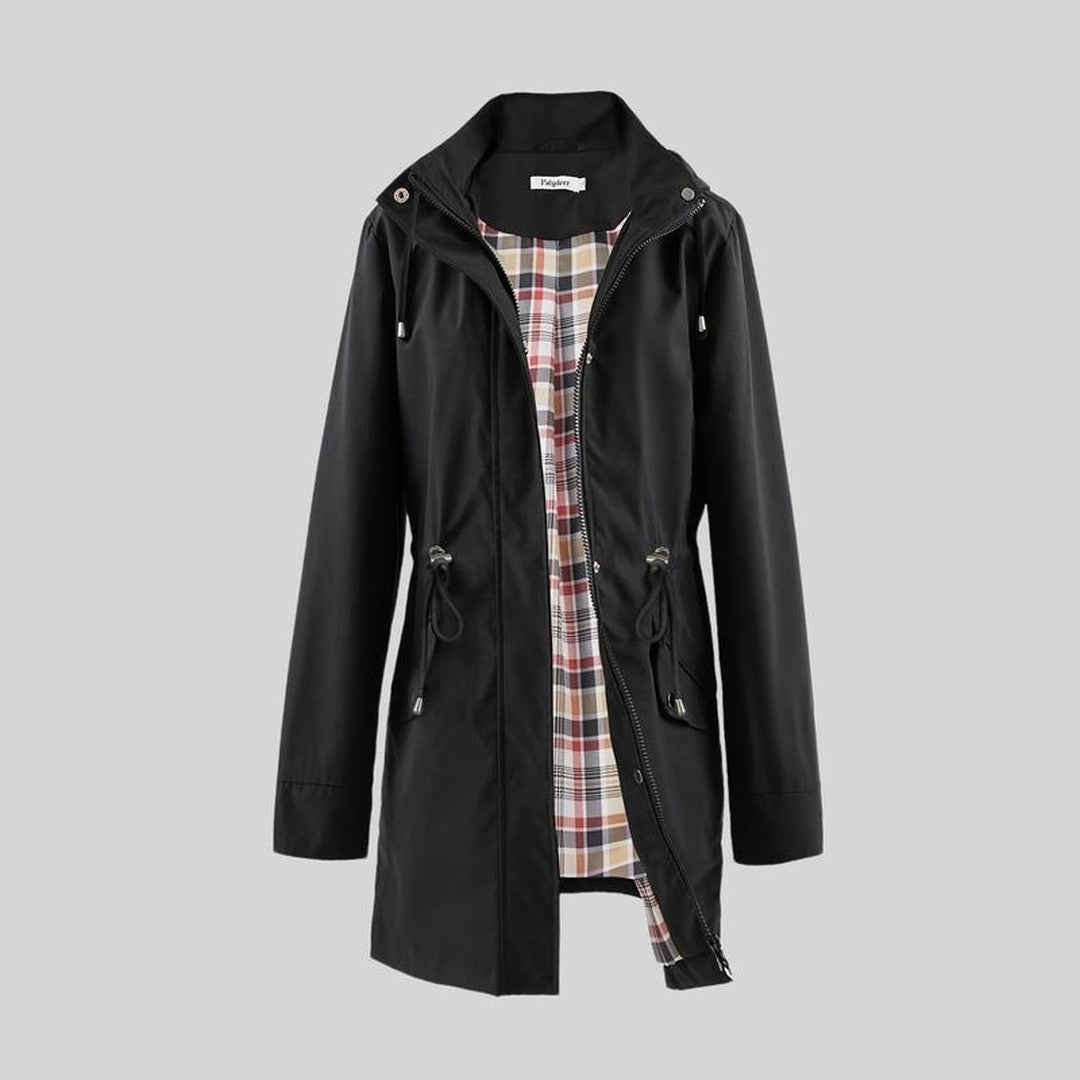 Lorraine hooded everyday trench in black