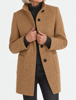 Bettina classic stand collar coat in camel