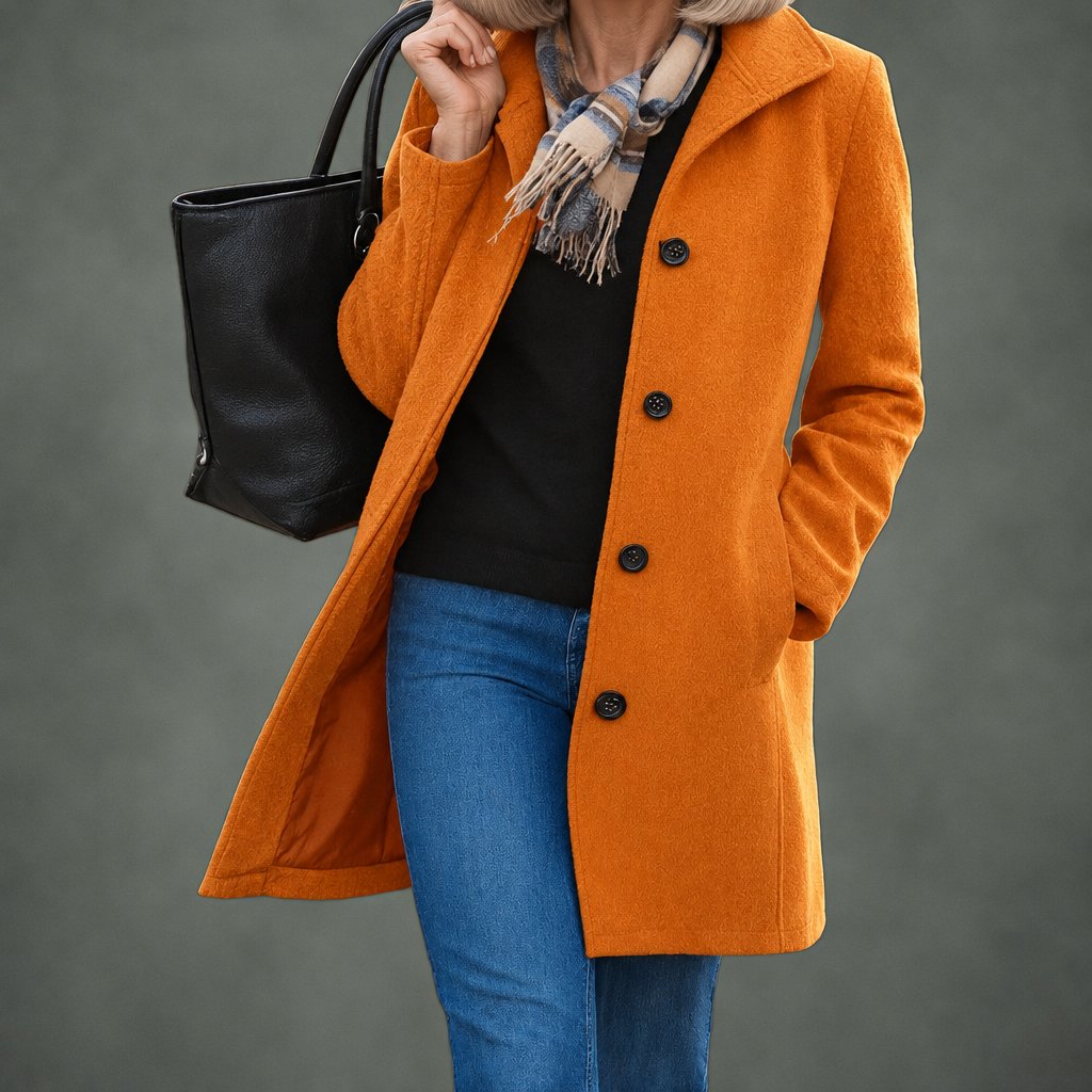 Renee everyday button coat in orange