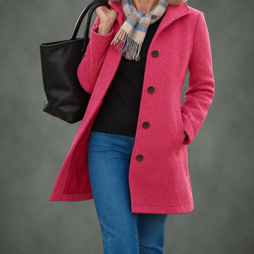 Renee everyday button coat in pink