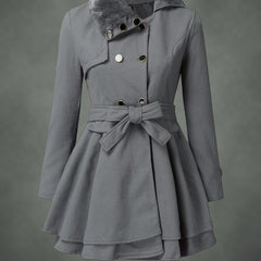 Pascale fitted midi coat in gray