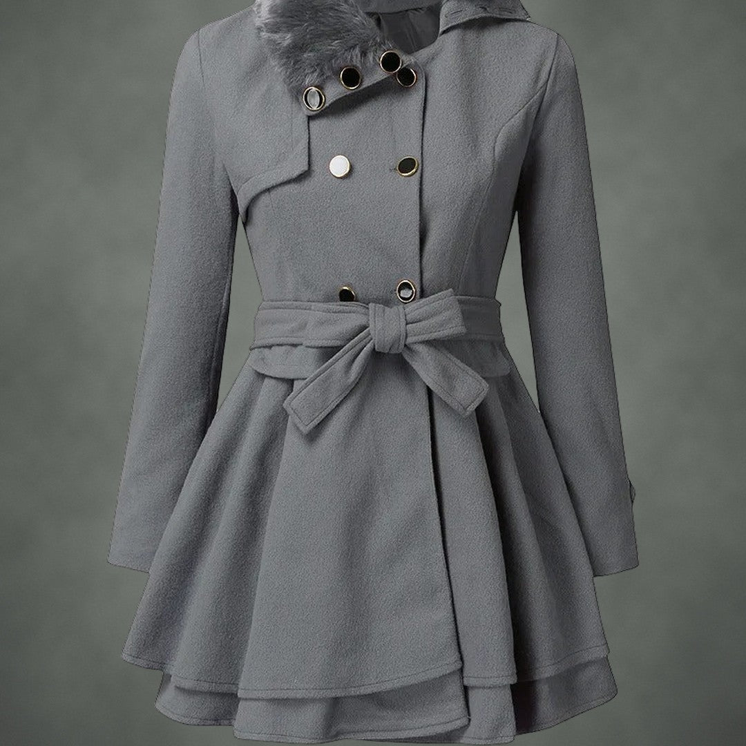 Pascale fitted midi coat in gray